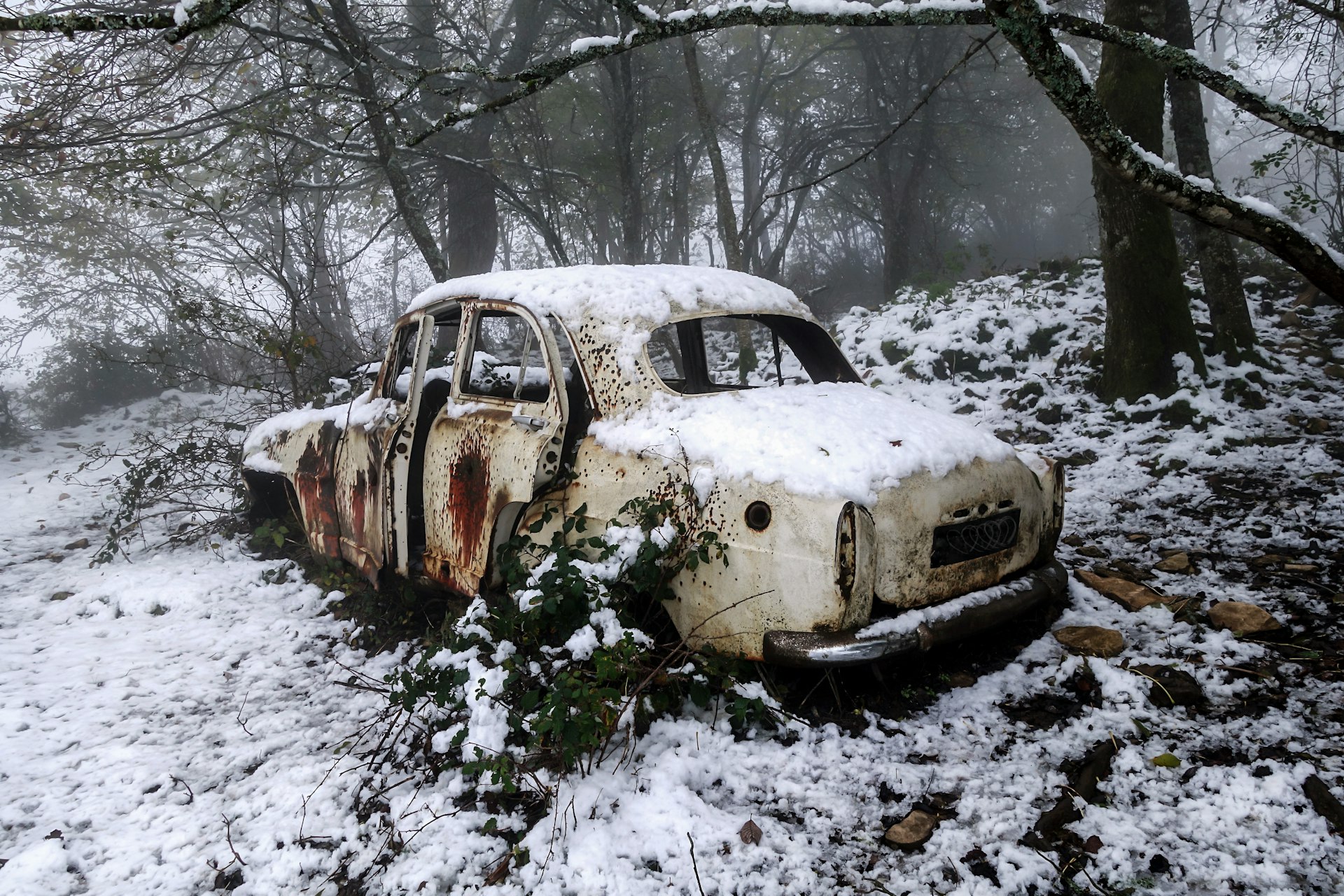 a car covered in snow